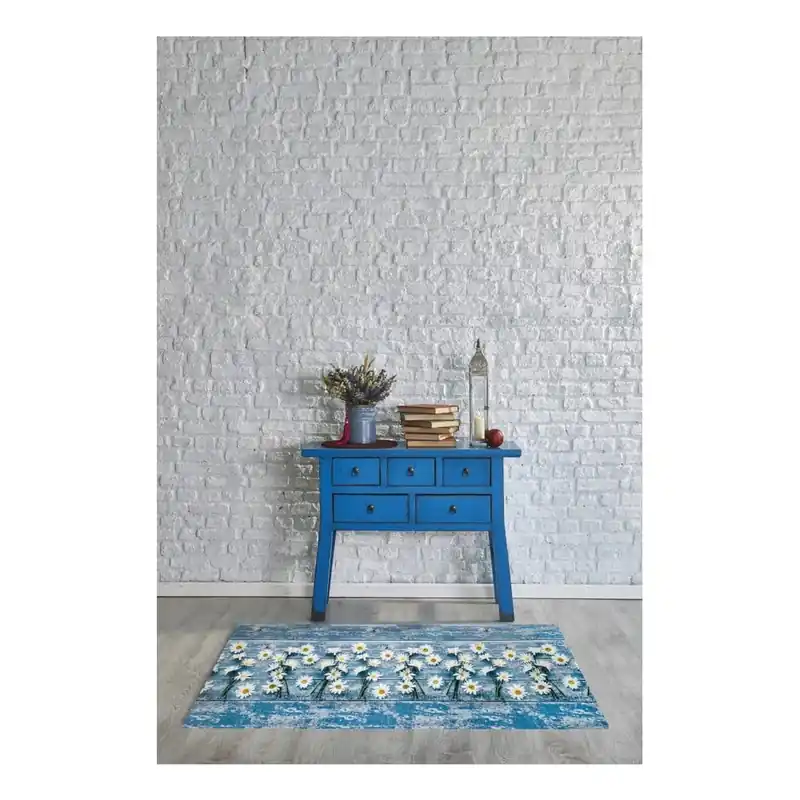 Niebieski wysoce wytrzymały chodnik Floorita Camomilla, 58x140 cm Bonami Dostępne od ręki