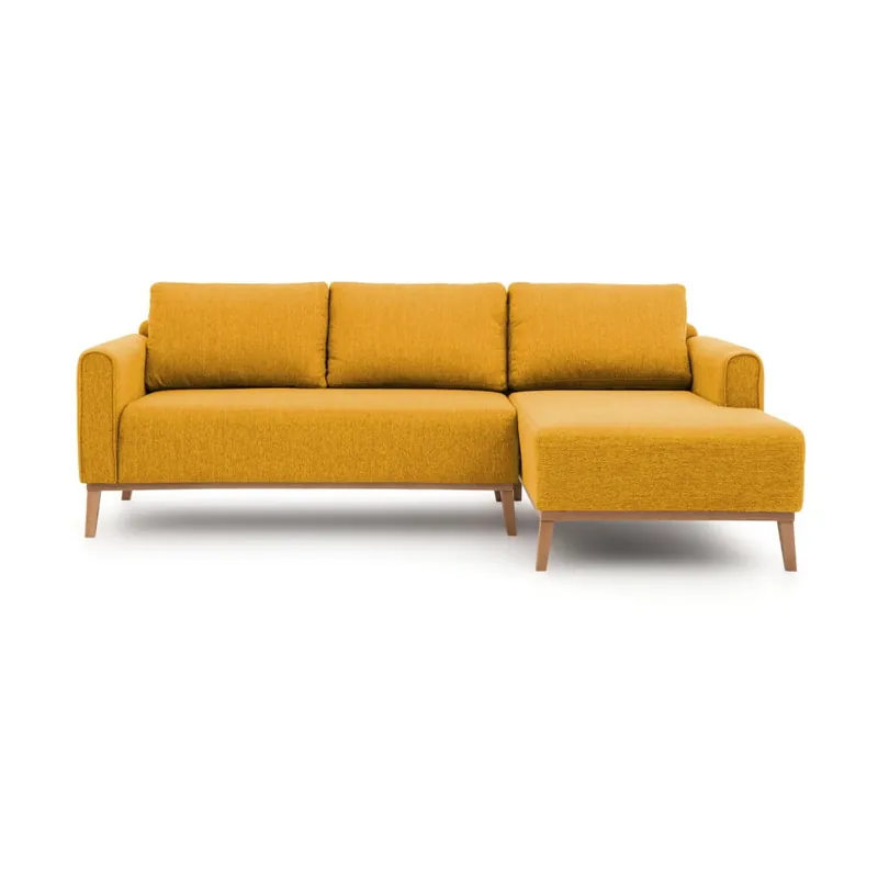 Cena promocyjna Musztardowa prawostronna sofa narożna Vivonita Milton Bonami