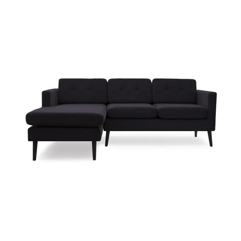 Ciemnoszara sofa narożna lewostronna z czarnymi nogami Vivonita Sondero Bonami Darmowy zwrot