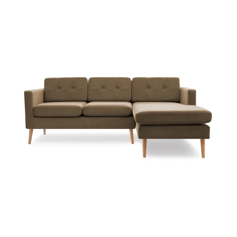 Do wyczerpania zapasów Jasnobrązowa sofa narożna prawostronna z naturalnymi nogami Vivonita Sondero Bonami