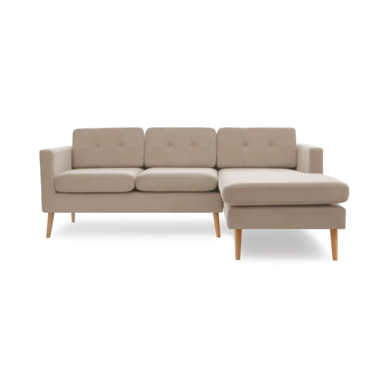 Hit sprzedaży Beżowa sofa narożna prawostronna z naturalnymi nogami Vivonita Sondero Bonami