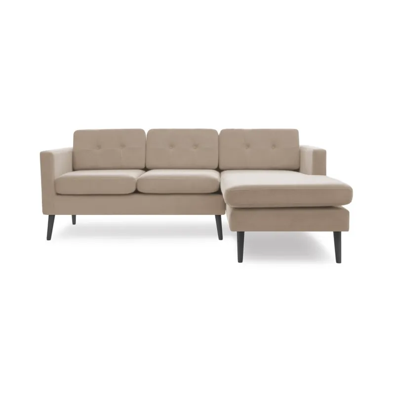 Beżowa sofa narożna prawostronna z czarnymi nogami Vivonita Sondero Bonami Oferta limitowana