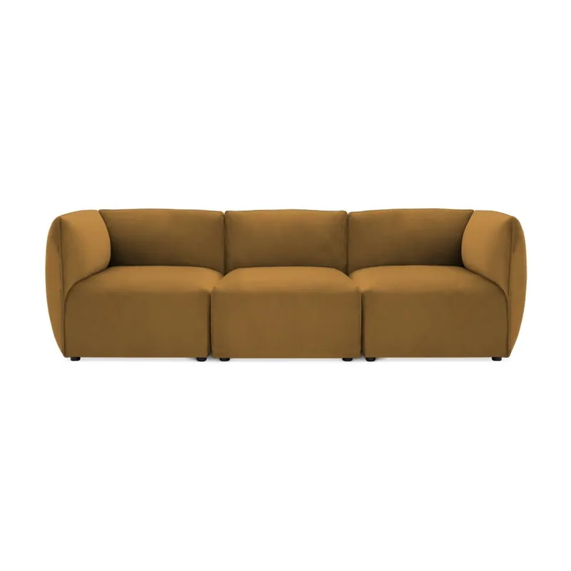 Wyjątkowa oferta Musztardowa 3-osobowa sofa modułowa Vivonita Velvet Cube Bonami