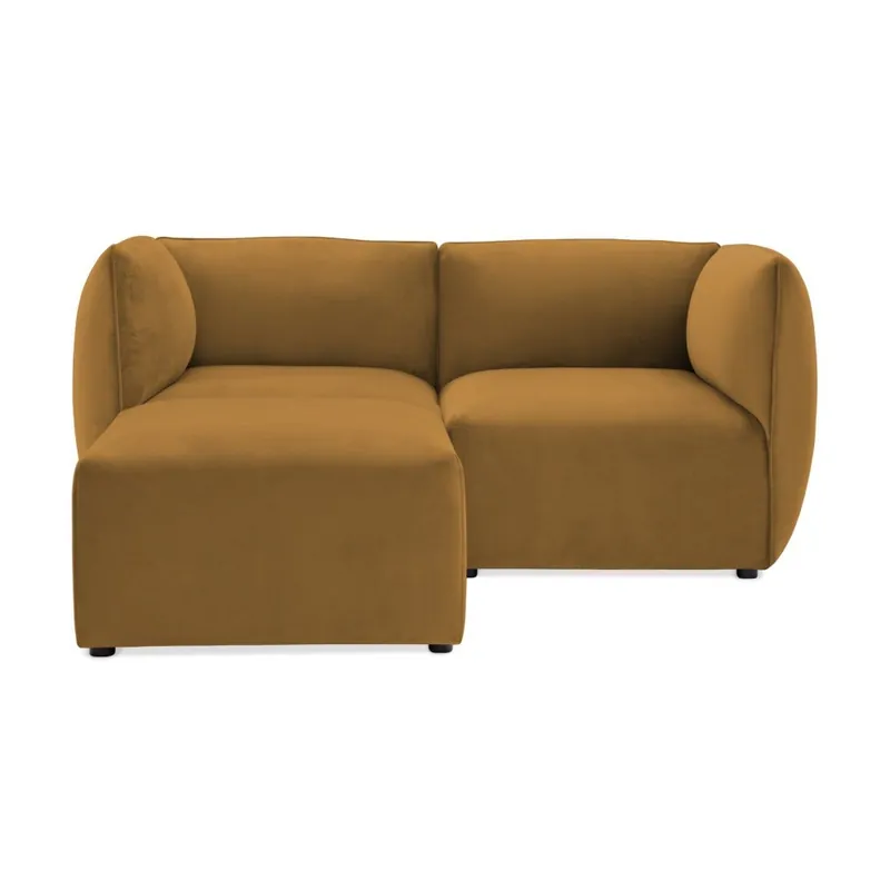 Musztardowa 2-osobowa sofa modułowa z podnóżkiem Vivonita Velvet Cube Bonami Bezpieczna płatność