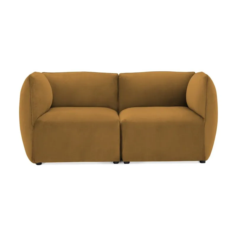 Niska cena Musztardowa 2-osobowa sofa modułowa Vivonita Velvet Cube Bonami