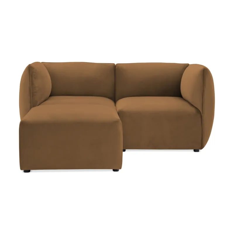 Bestseller Brązowa 2-osobowa sofa modułowa z podnóżkiem Vivonita Velvet Cube Bonami