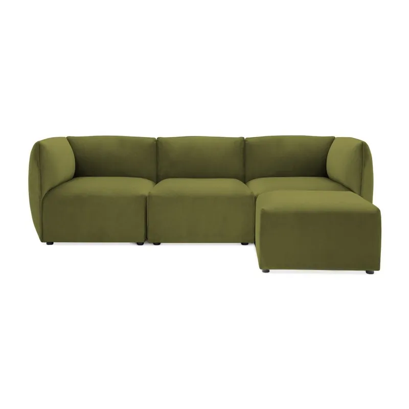 Oliwkowa 3-osobowa sofa modułowa z podnóżkiem Vivonita Velvet Cube Bonami Najlepsza cena