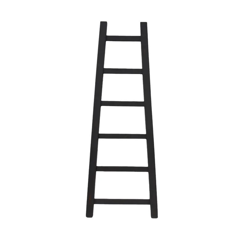 Dostępne od ręki Czarna drabinka z drewna tekowego, wys. 150 cm Bonami
