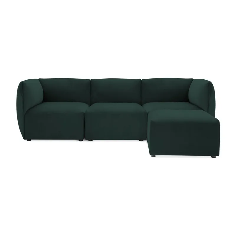 Do wyczerpania zapasów Ciemnozielona 3-osobowa sofa modułowa z podnóżkiem Vivonita Velvet Cube Bonami