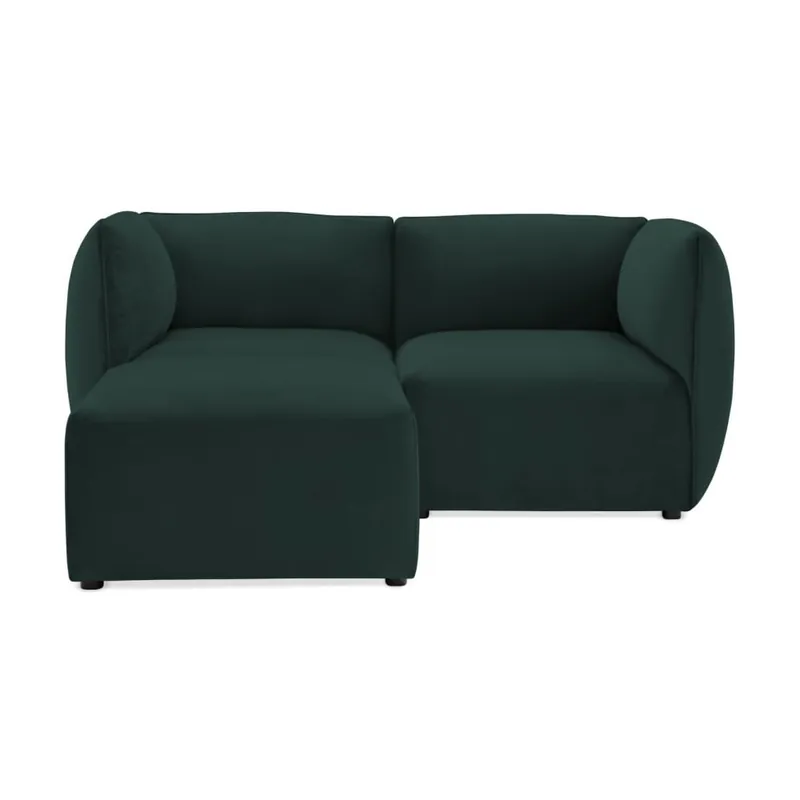 Ciemnozielona 2-osobowa sofa modułowa z podnóżkiem Vivonita Velvet Cube Bonami Ostatnie sztuki