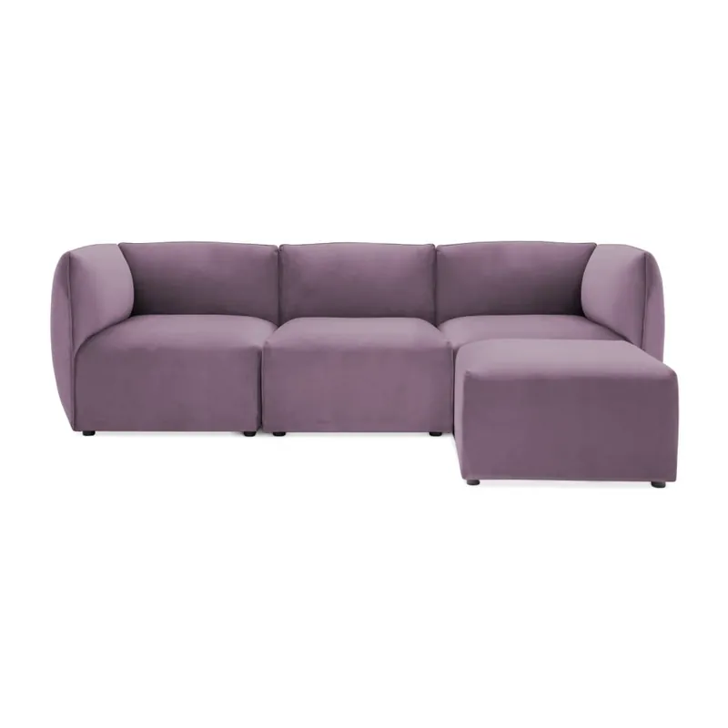 Liliowa 3-osobowa sofa modułowa z podnóżkiem Vivonita Velvet Cube Bonami Wysoka jakość