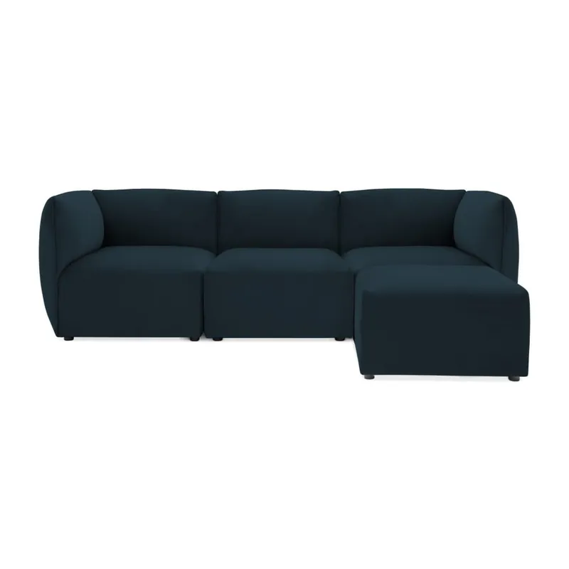 Granatowa 3-osobowa sofa modułowa z podnóżkiem Vivonita Velvet Cube Bonami Tylko dziś