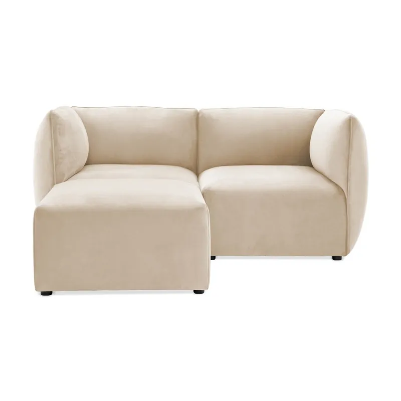 Szybka wysyłka Szarokremowa 2-osobowa sofa modułowa z podnóżkiem Vivonita Velvet Cube Bonami