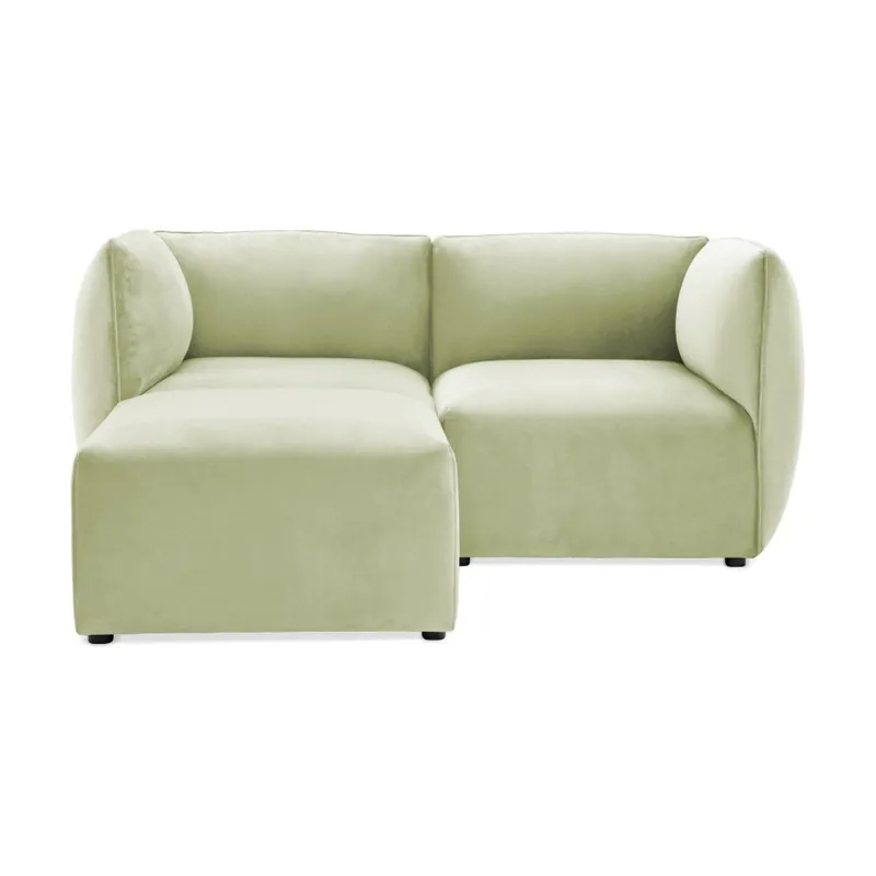 Jasnozielona 2-osobowa sofa modułowa z podnóżkiem Vivonita Velvet Cube Bonami Tylko dziś