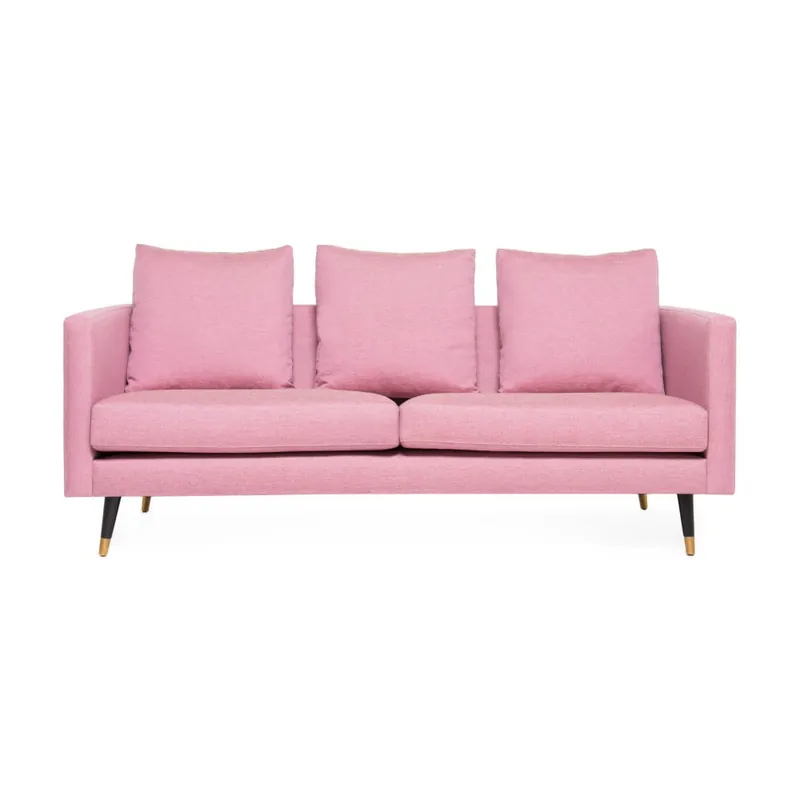 Różowa sofa 3-osobowa z mosiężnymi nogami Vivonita Meyer Three Bonami Do wyczerpania zapasów