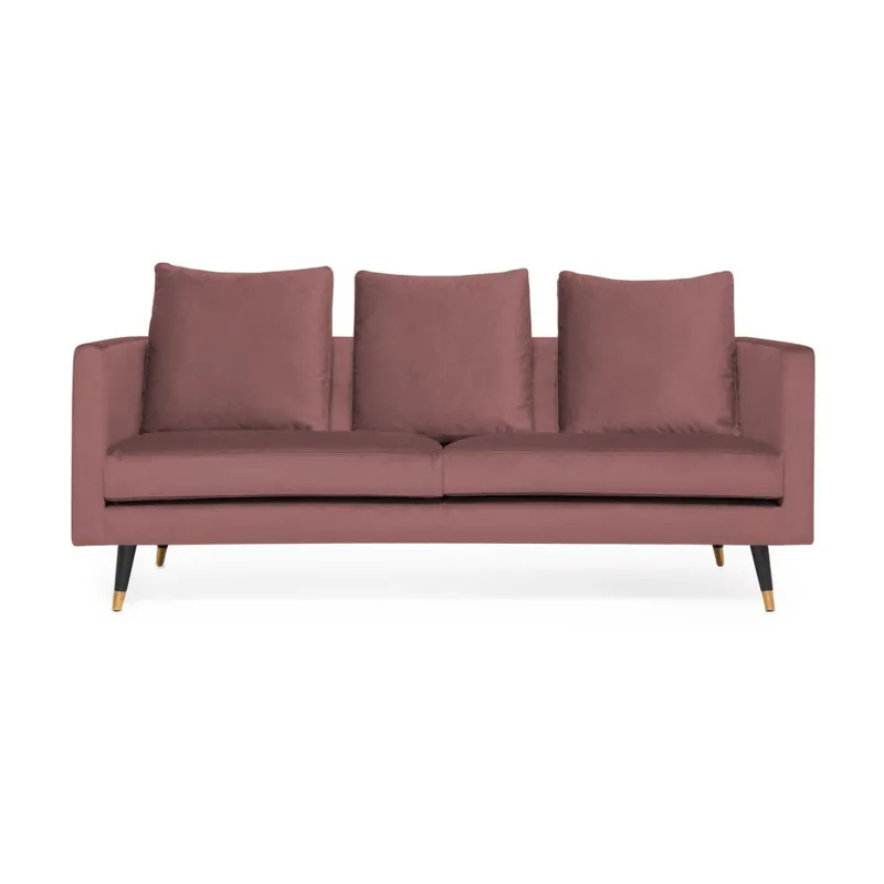 Różowa sofa 3-osobowa z mosiężnymi nogami Vivonita Harper Velvet Bonami Zamów teraz