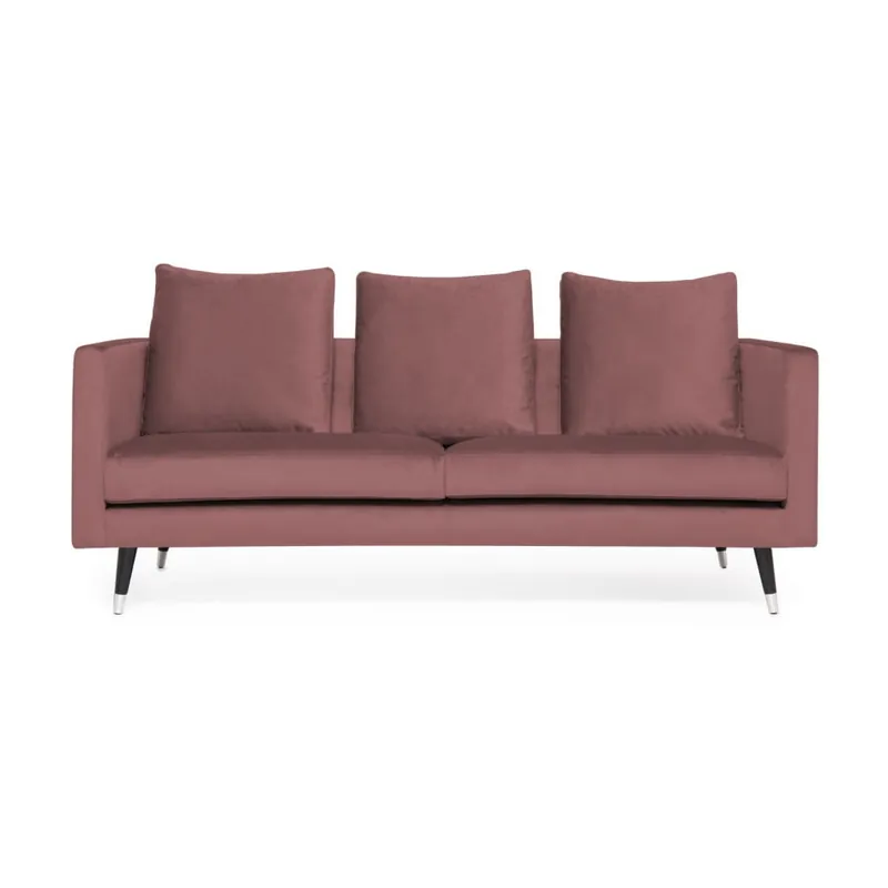 Różowa sofa 3-osobowa z nogami w kolorze srebra Vivonita Harper Velvet Bonami Ostatnie sztuki