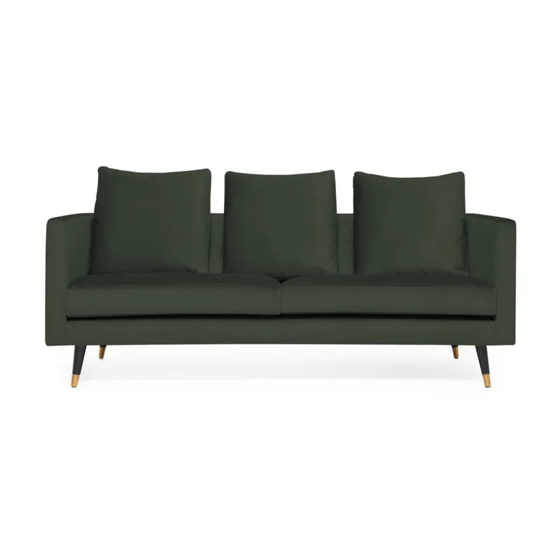Nowość Ciemnozielona sofa 3-osobowa z mosiężnymi nogami Vivonita Harper Velvet Bonami