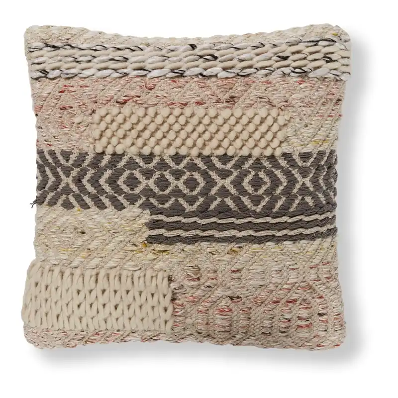 Premium Szaro-beżowa poszewka na poduszkę Kave Home Faster, 45x45 cm Bonami