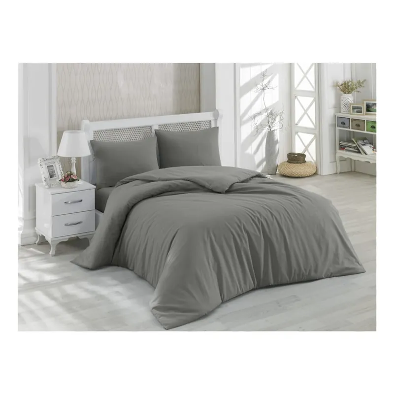 Szara bawełniana pościel dwuosobowa z prześcieradłem Minimal, 200x220 cm Bonami Premium