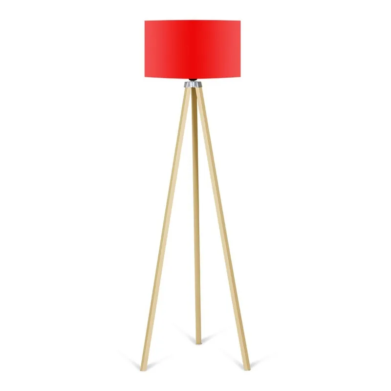 Lampa stojąca z czerwonym abażurem Kate Louise Naturel Bonami Nowy