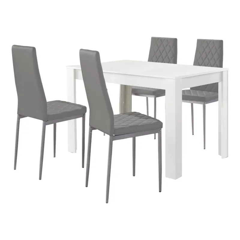 Komplet białego stołu do jadalni i 4 szarych krzeseł do jadalni Støraa Lori and Barak, 120x80 cm Bonami Oferta czasowa
