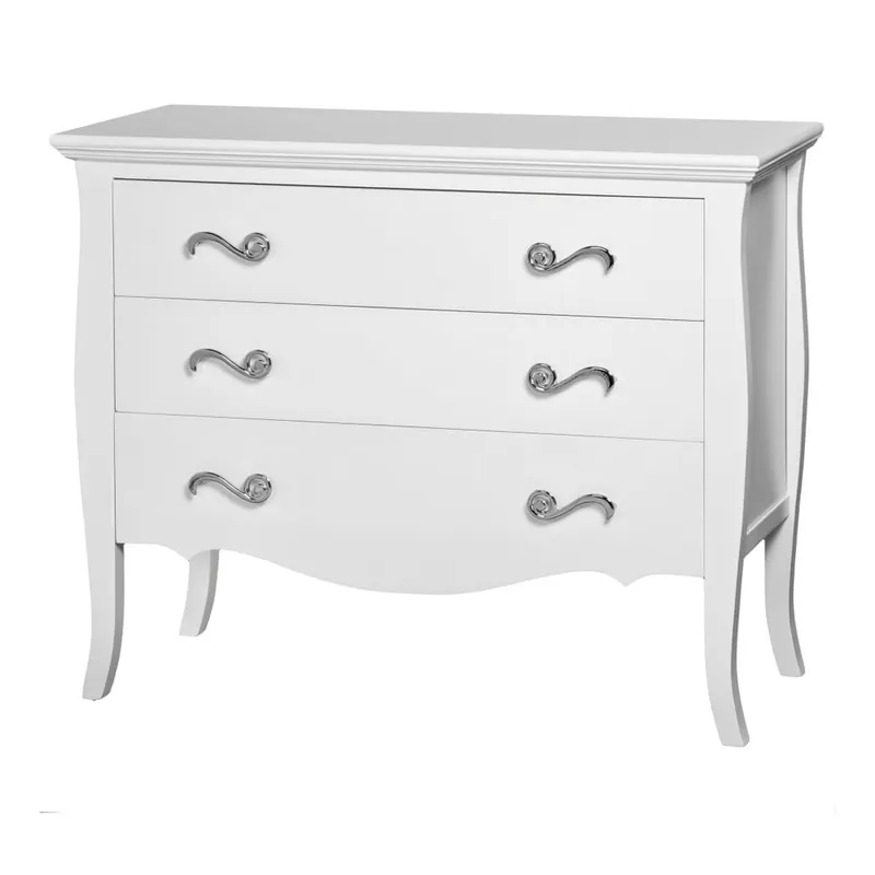 Biała komoda z 3 szufladami i konstrukcją z drewna sosnowego Decoración Giménez Mode Bonami Obniżka ceny