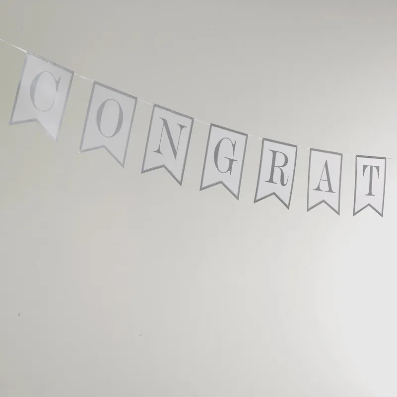 Popularny Girlanda z 15 chorągiewkami w kolorze srebra i bieli Neviti Congratulations Bonami