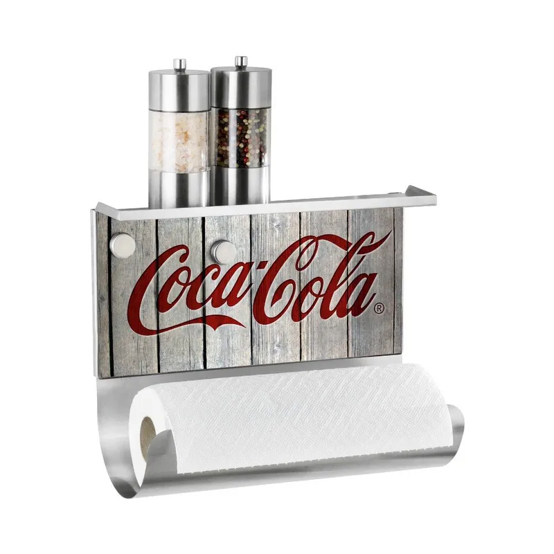 Magnetyczny uchwyt na ręczniki papierowe z półką Wenko Coca-Cola Wood Bonami Oferta limitowana