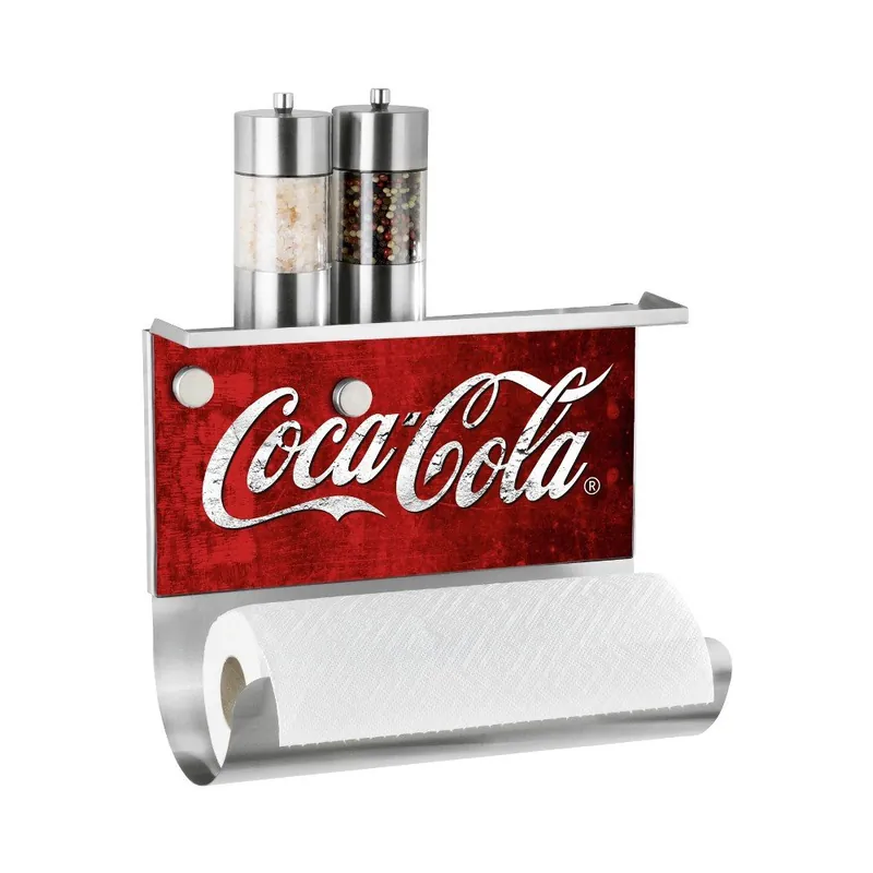 Oferta limitowana Magnetyczny uchwyt na ręczniki papierowe z półeczką na przyprawy Wenko Coca-Cola Classic Bonami