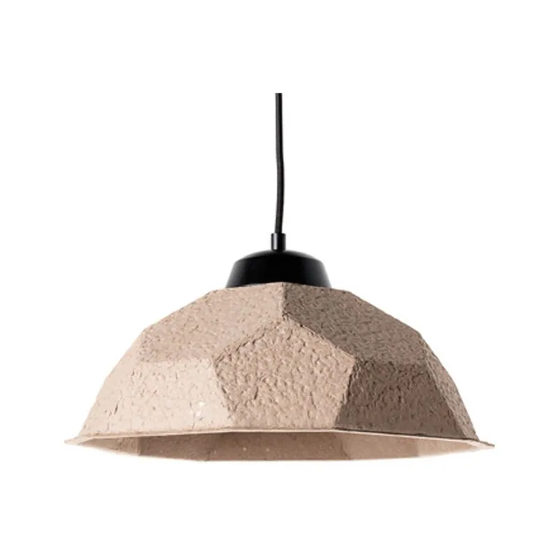 Dostępne od ręki Brązowoszara lampa wisząca z papierowym kloszem z recyklingu Design Twist Mosen Bonami