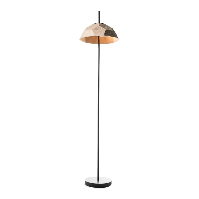 Do wyczerpania zapasów Brązowoszara lampa stojąca z papierowym kloszem z recyklingu Design Twist Mosen Bonami