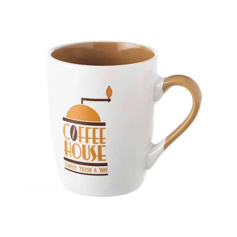 Beżowo-biały kubek kamionkowy Unimasa Coffee House, 350 ml Bonami Do wyczerpania zapasów