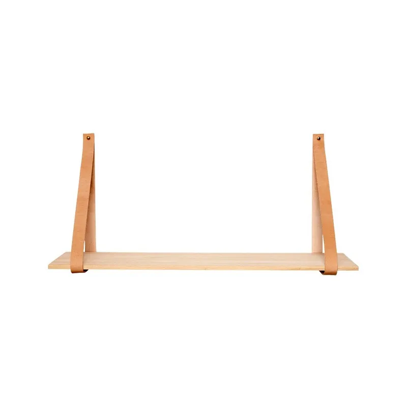 Półka ze skórzanymi paskami Hübsch Marqueritte, dł. 60 cm Bonami Nie przegap