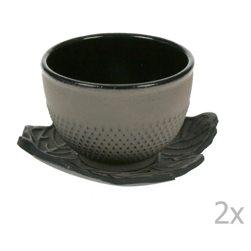 Zestaw 2 zielonych filiżanek ze spodkiem Cosy & Trendy Tea Leaf, 150 ml Bonami Tani
