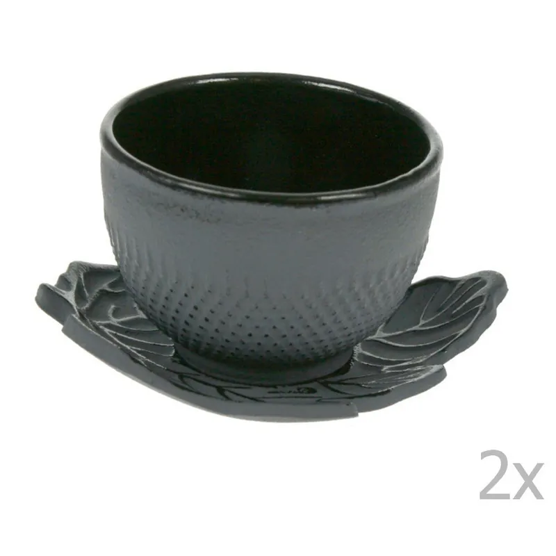 Zestaw 2 niebieskich filiżanek ze spodkiem Cosy & Trendy Tea Leaf, 150 ml Bonami Zniżka
