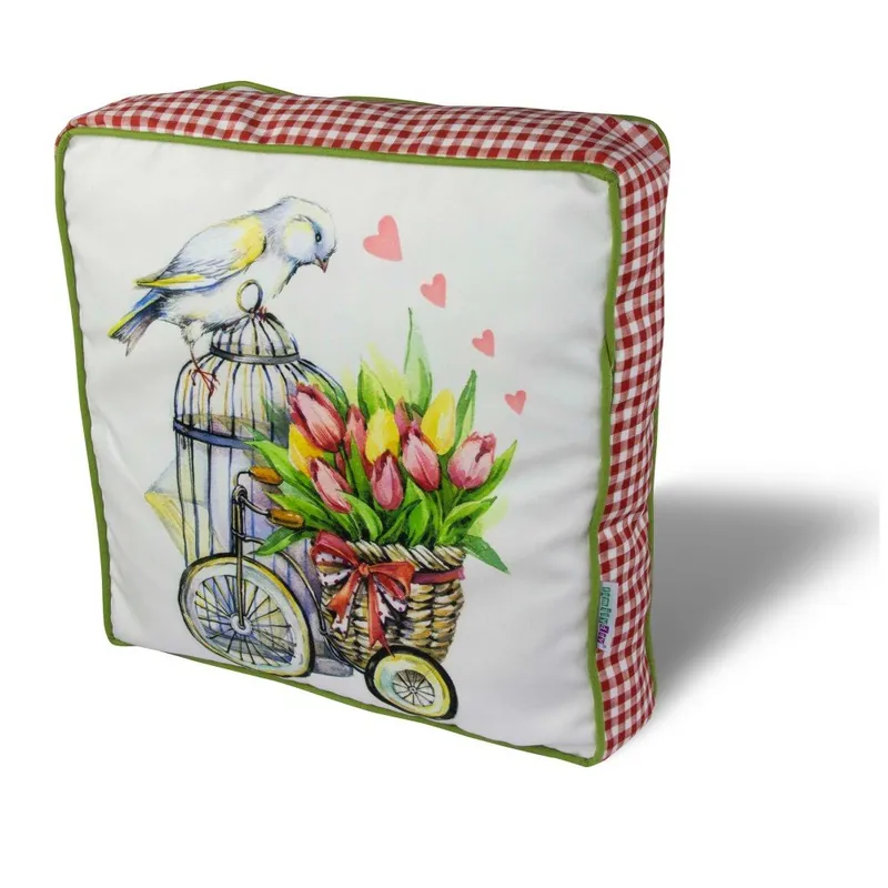 Poduszka na krzesło z wypełnieniem Gravel Bird With Tulips, 42x42 cm Bonami Bestseller