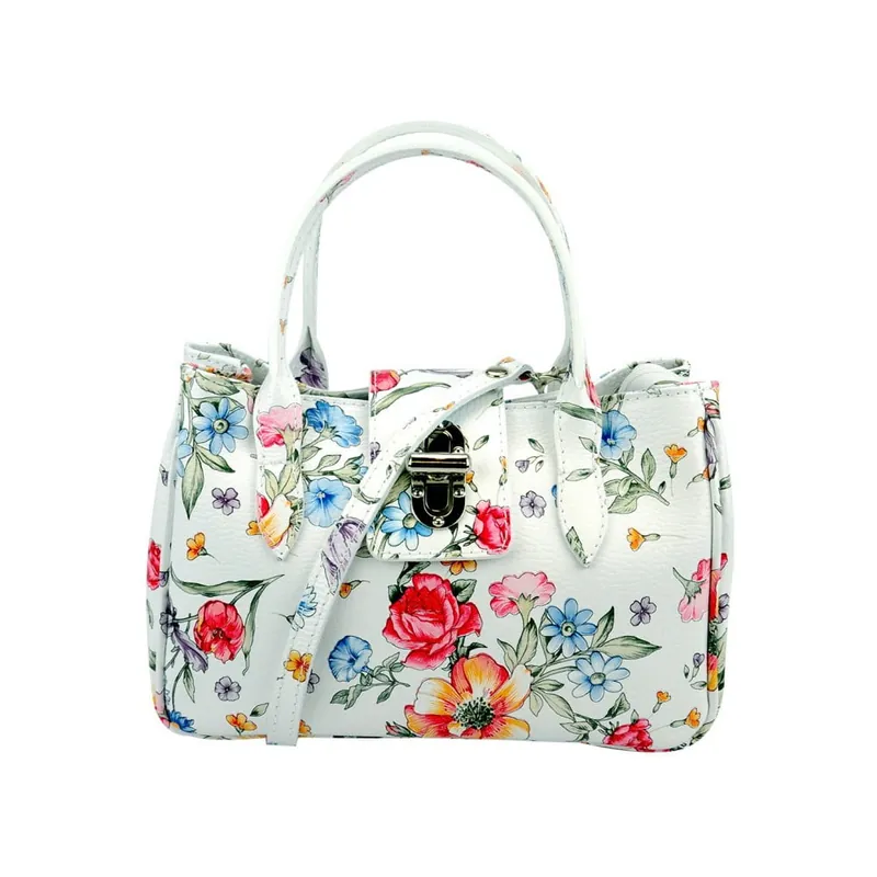 Bestseller Biała skórzana torebka w kwiaty Pitti Bags Bergamo Bonami