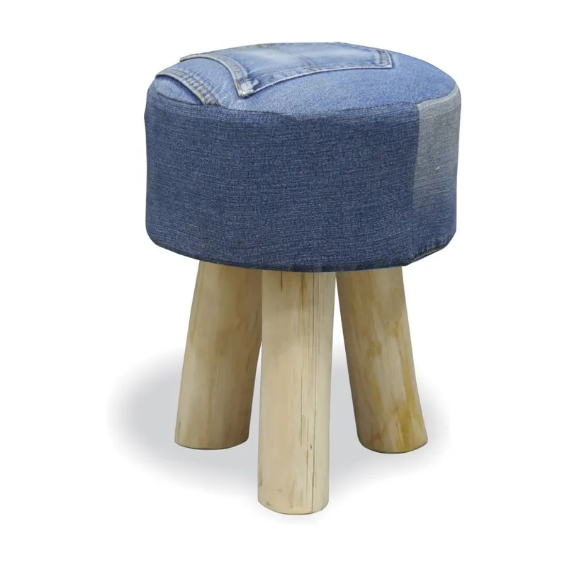 Nowy Stołek z drewna tekowego Bluebone Denim, 31x40 cm Bonami