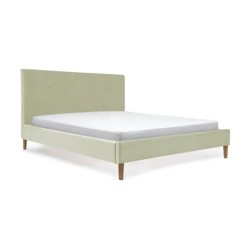 Pastelowo zielone łóżko z naturalnymi nóżkami Vivonita Kent, 160 x 200 cm Bonami Oferta limitowana