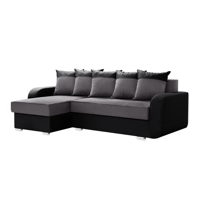 Czarno-szary rozkładany narożnik lewostronny ze schowkiem Interieur De Famille Paris Destin Bonami Oferta limitowana