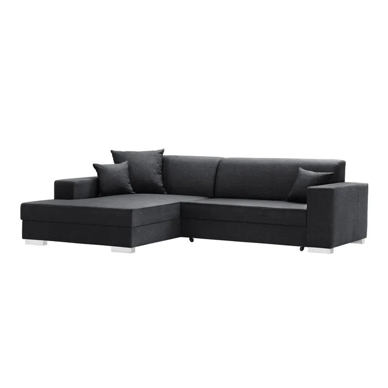 Oferta limitowana Stalowy rozkładany narożnik lewostronny ze schowkiem INTERIEUR DE FAMILLE PARIS Perle Bonami