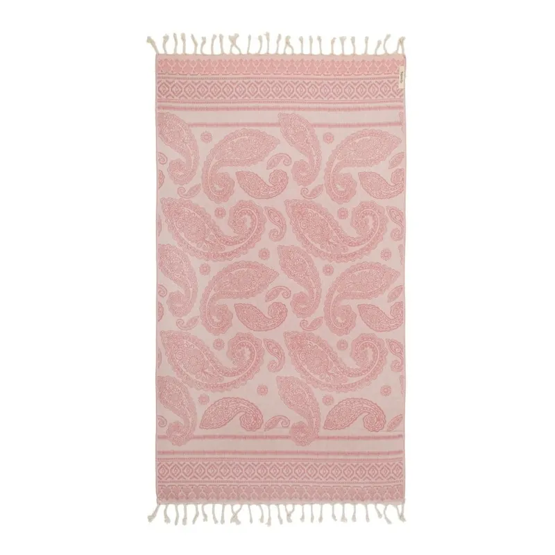 Różowy ręcznik hammam Begonville Paisley, 180x95 cm Bonami Promocja