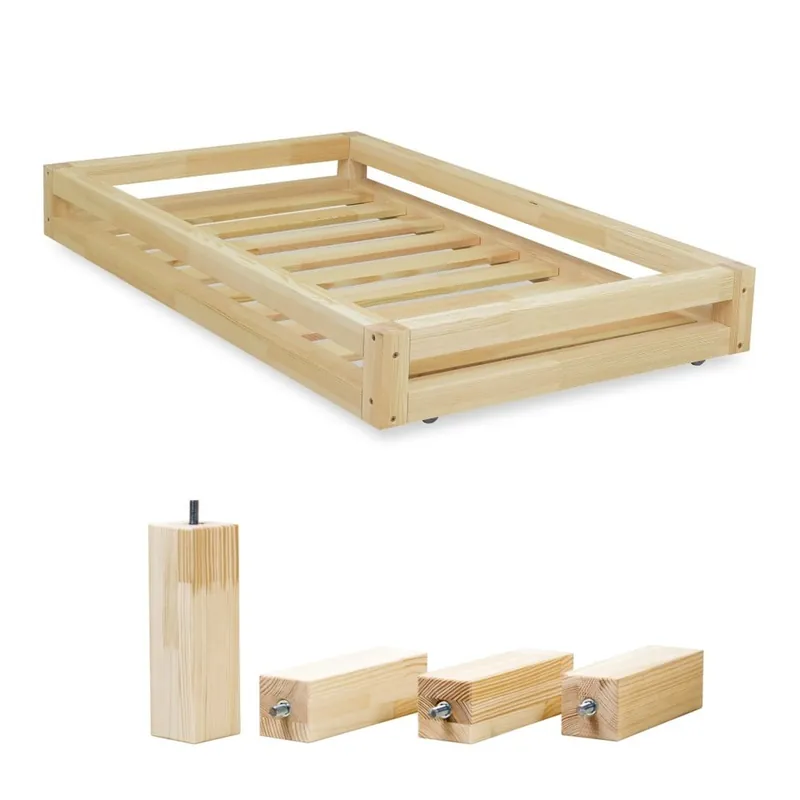 Taniej Komplet szuflady pod łóżko i 4 wydłużonych nóg Benlemi, łóżko 80x200 cm Bonami