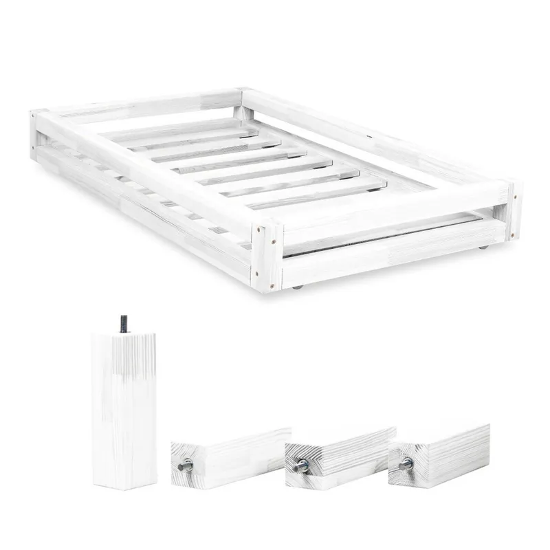 Komplet białej szuflady pod łóżko i 4 wydłużonych nóg Benlemi, łóżko 120x200 cm Bonami Oferta