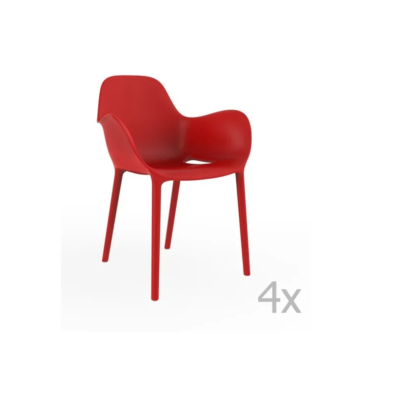 Zestaw 4 czerwonych krzeseł ogrodowych Vondom Sabinas Bonami Najlepsza cena