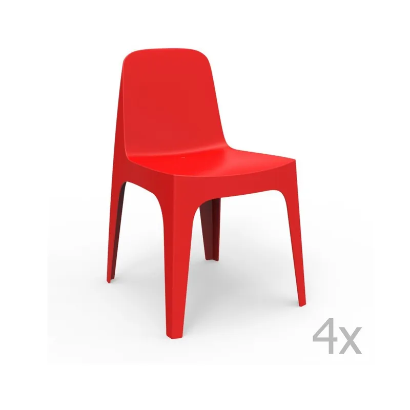 Zestaw 4 czerwonych krzeseł ogrodowych Vondom Solid Bonami Cena promocyjna