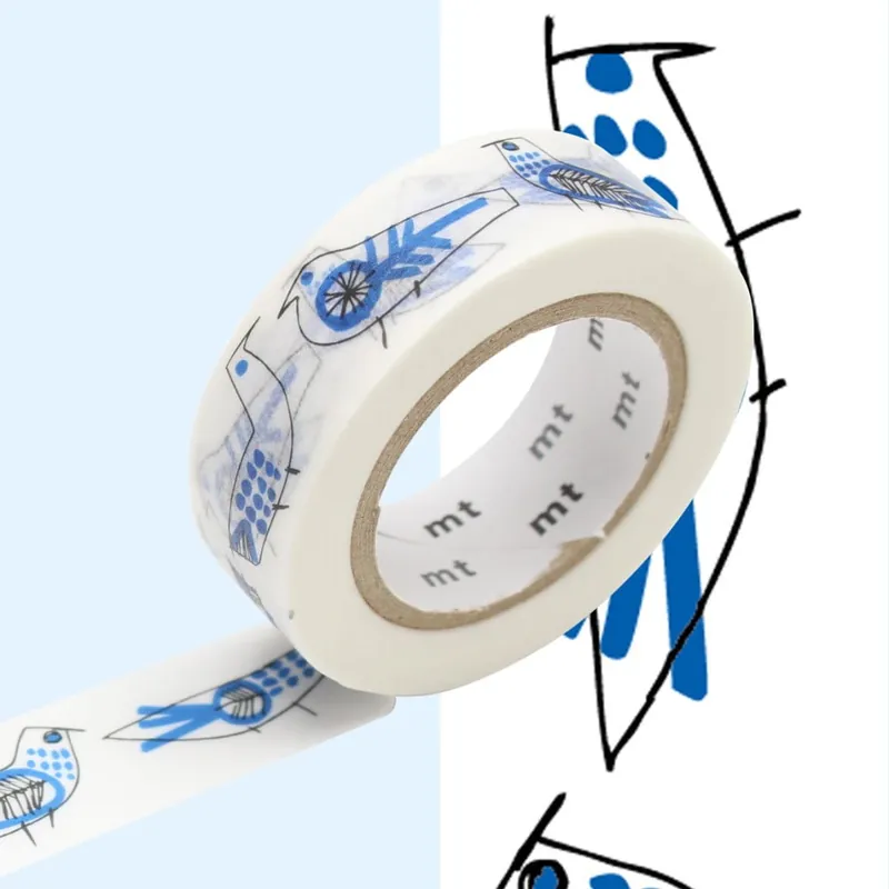 Biało-niebieska taśma dekoracyjna washi MT Masking Tape Retro-birds Bonami Obniżka ceny