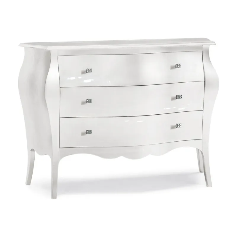 Wyjątkowa oferta Biała duża komoda drewniana z 3 szufladami Castagnetti Bonami