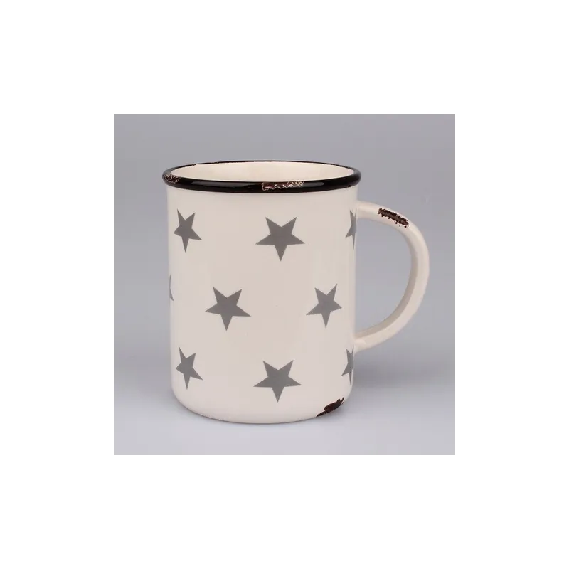 Biały duży kubek ceramiczny w gwiazdki Dakls, 750 ml Bonami Promocja